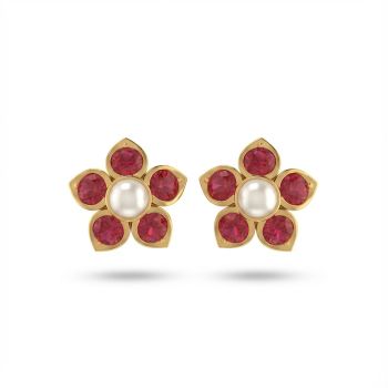 Traditional Pearl Sparkle Gold Stud