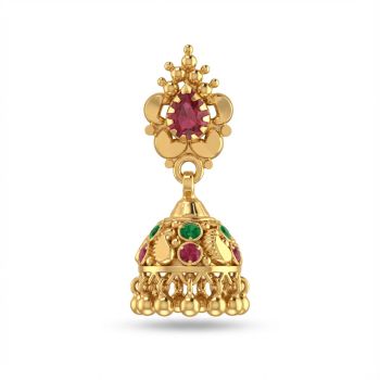 Floral Multicolor Stone Gold Jhumka