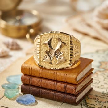 Pisces Signet Gents Gold Ring