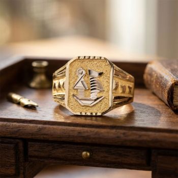 Ship Signet Gents Gold Ring