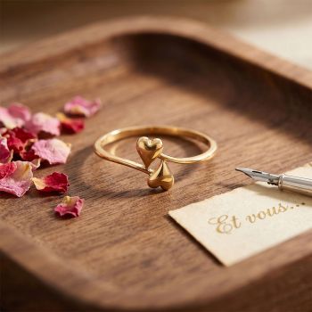 Twin Heart Bypass Ring Gold