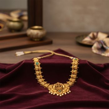 Lakshmi Green Gem Pendant Malai