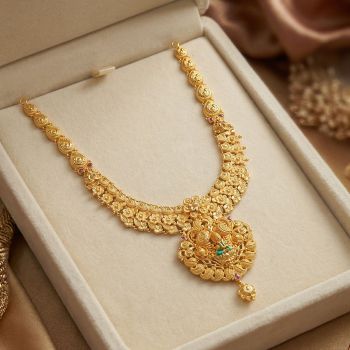 Elegant Lakshmi Pendant Floral Necklace