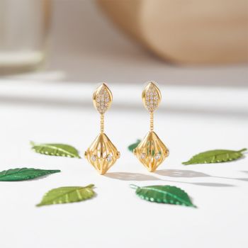 Modern Cage Motif Gold Drops