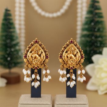 Antique Temple Gold Peacock Earrings