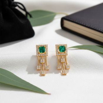 Royal Emerald Gold Earrings