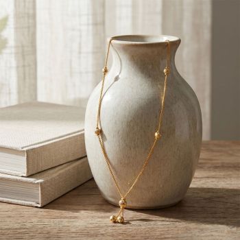 Twisted Bead Drop Gold Chain