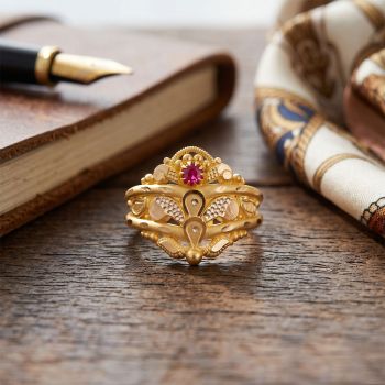 Fancy Red Stone Ladies Ring