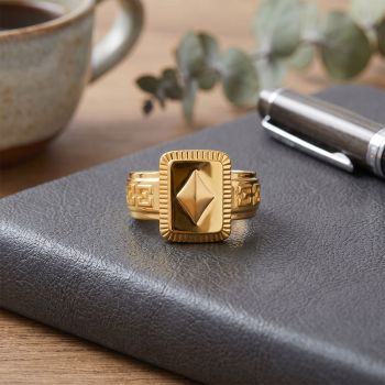 Elite Rhombus Sunburst Casting Gold Ring