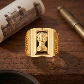 Ashoka Emblem Gold Casting Gents Ring