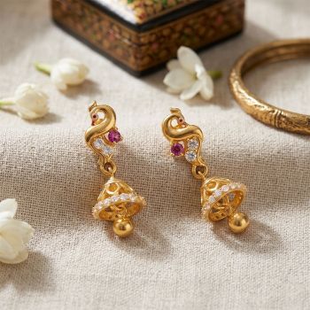 Royal Peacock Stone Gold Jhumkas
