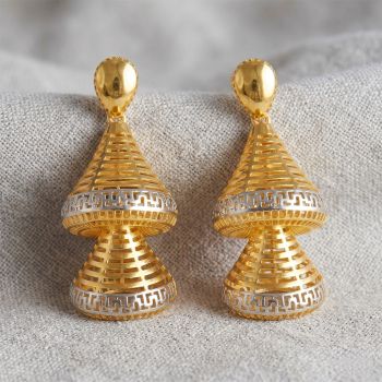Luxury Geometric Tiered Gold Jhumka