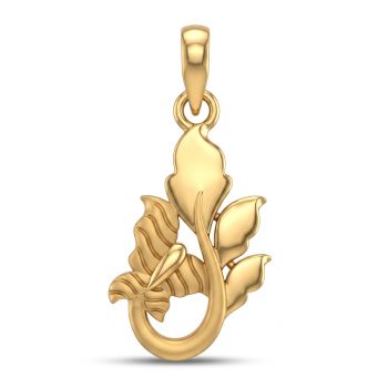 Gold Butterfly and Leaf Pendant young girl