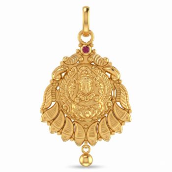 Gold Lakshmi Nakshi Pendant with Ruby stone