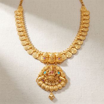 Traditional Lakshmi Motif Gold Necklace