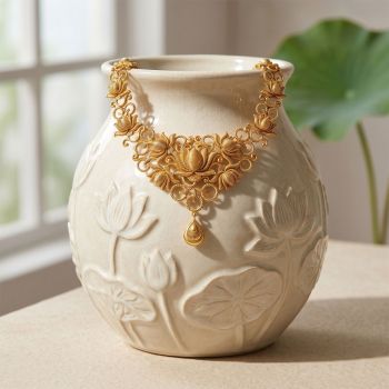 Trendy Floral Drops Gold Necklace