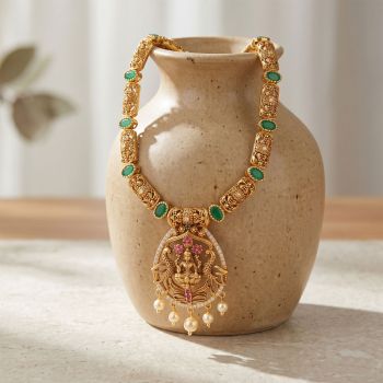 Traditional Temple Lakshmi Gold Necklace