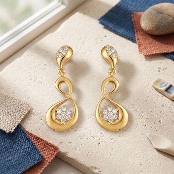 Infinity Floral Gold Drop Earrings