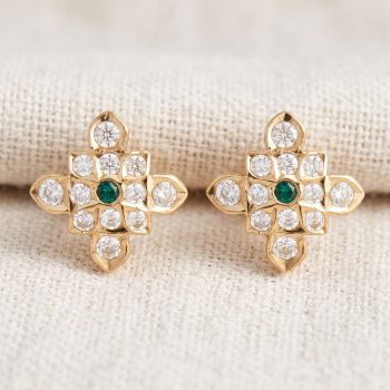 Sovereign Stones Cluster Gold Stud Earrings