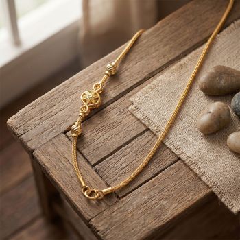 Floral Motif Combini Gold Chain