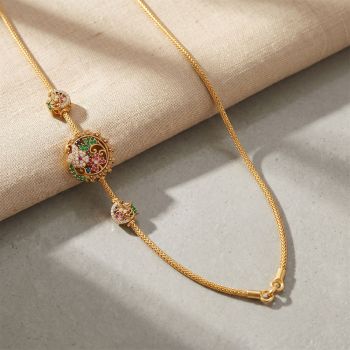 Peacock Mugappu Antique Gold Chain