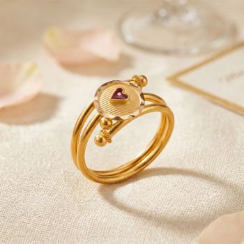 Fancy Minimalist Heart Gold Ring