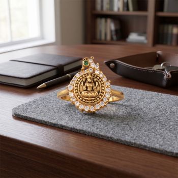 Goddess Lakshmi Stones Gold Ring