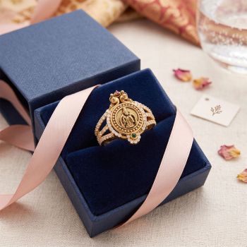 Twin Crest Meenakshi Stones Gold Ring