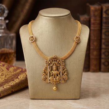Royal Mayura Lakshmi Temple Gold Rope Necklace