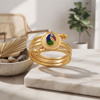 Imperial Peacock Motif Gold Ring