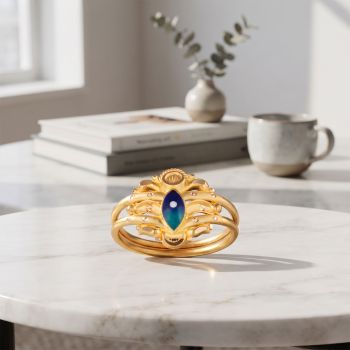 Modern Paisley Enamel Gold Ring
