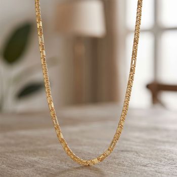 Interlock Curved Link Gold Chain