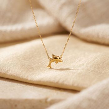 Elegant Sculpted Dolphin Casting Gold Chain