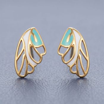 Emerald Wing Casting Gold Stud Earrings