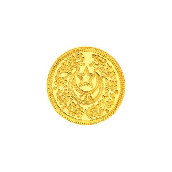 Sacred Crescent Moon Star Islamic 22K Gold Coin