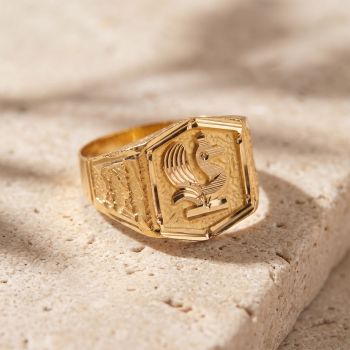 Textured Rooster Gold Ring