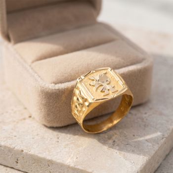 Avian Shield Signet Gold Ring