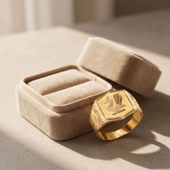 Avian Engraved Signet Gold Ring