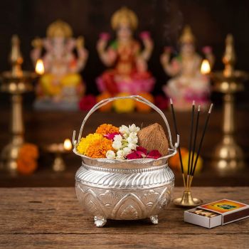 Traditional Floral Nagas Silver Basket