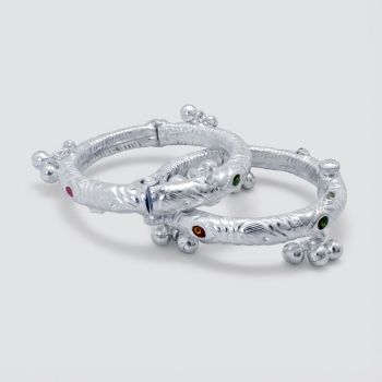 Engraved Tricolor Enamel Bell Silver Thandai