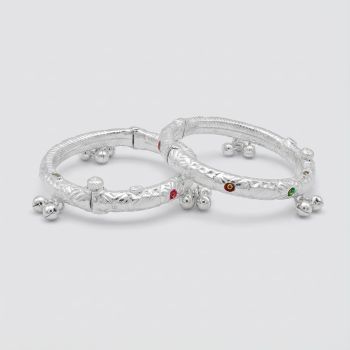 Engraved Tricolor Enamel Bell Silver Thandai