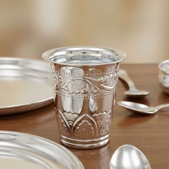 Traditional Engraved Silver Tumbler