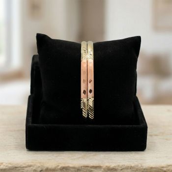 Fancy Textured Rose Silver Bangles