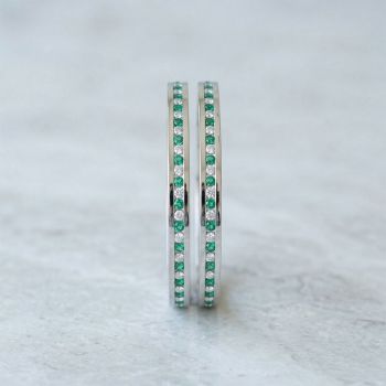 Classic Silver Green Stone Bangle