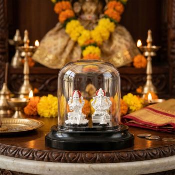 Lord Lakshmi Ganesh Silver Idol