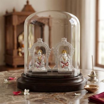 Lord Lakshmi Ganesh Silver Idol