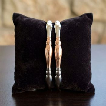 Two Tone Rose and Silver Tapered Cuff Bangle