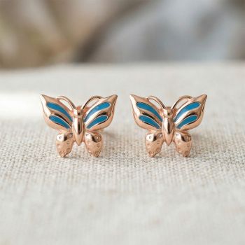 Trendy Rose Silver Butterfly Stud 