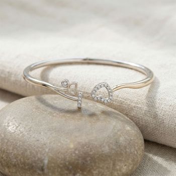 D Letter Heart Charms Open silver kada