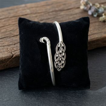 Antique Oxidized Silver Peacock Feather Kada